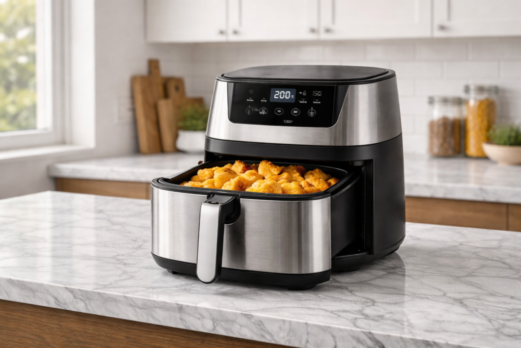 Air fryer com acabamento premium e bom custo-benefício