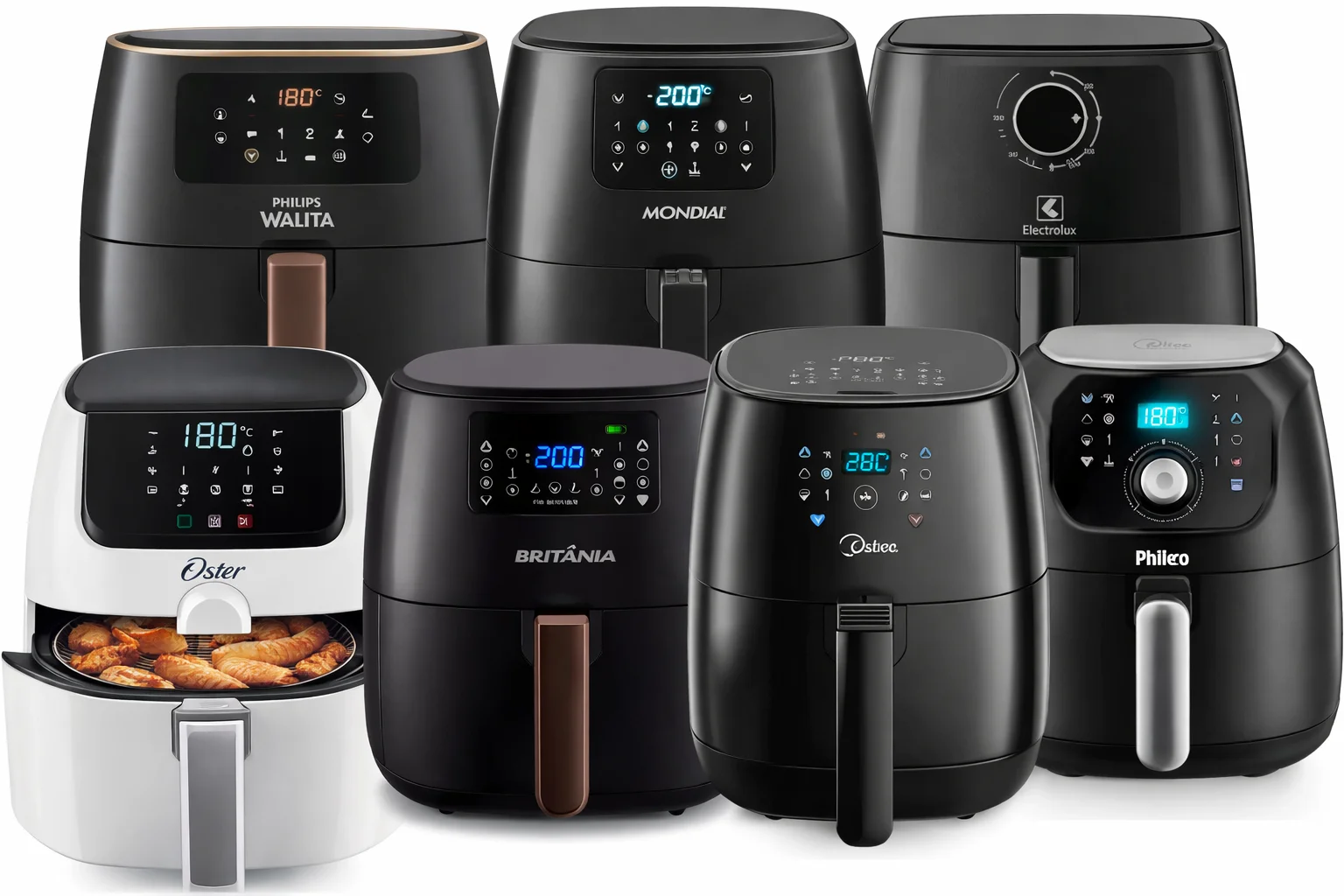 Comparativo visual com marcas de air fryer citadas no guia de compra